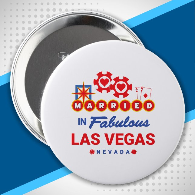 Badge Rond 10 Cm Las Vegas Mariage - Couple Marié À Vegas (Créateur téléchargé)