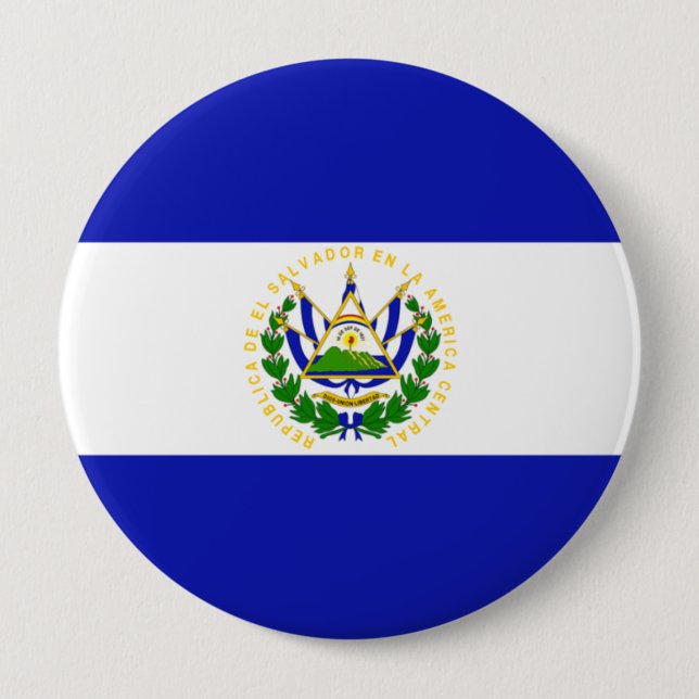 Badge Rond 10 Cm Le drapeau du Salvador. (Devant)