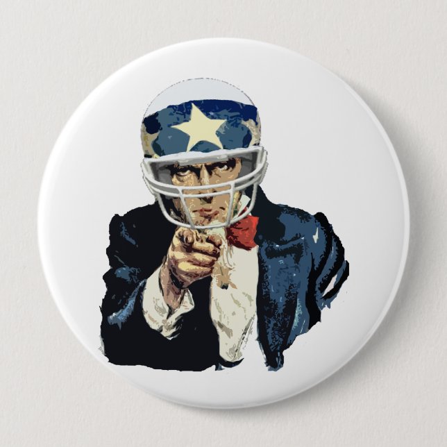 Badge Rond 10 Cm le football d'Oncle Sam (Devant)
