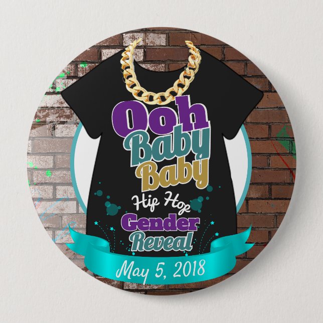 Badge Rond 10 Cm Le genre de hip hop indiquent le bouton pourpre et (Devant)