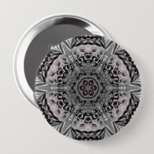 Badge Rond 10 Cm Le Jardin Fractal Argenté