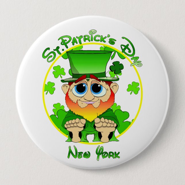 Badge Rond 10 Cm Le jour New York de St Patrick (Devant)