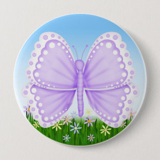 Badge Rond 10 Cm Le papillon de nouveau à l'école, sac à dos