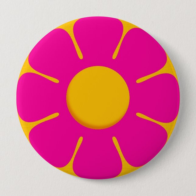 Badge Rond 10 Cm Le RÉTRO sac à dos rose de fleur goupille des (Devant)