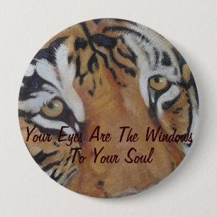 Badge Rond 10 Cm le tigre observe le bouton animal d'art de faune