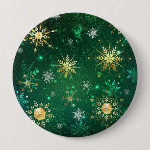 Badge Rond 10 Cm Les flocons dorés de Noël sur l'Arrière - plan ver