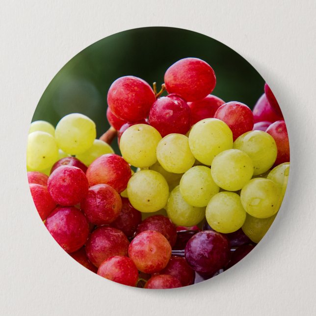 BADGE ROND 10 CM LES RAISINS SONT HEUREUX (Devant)