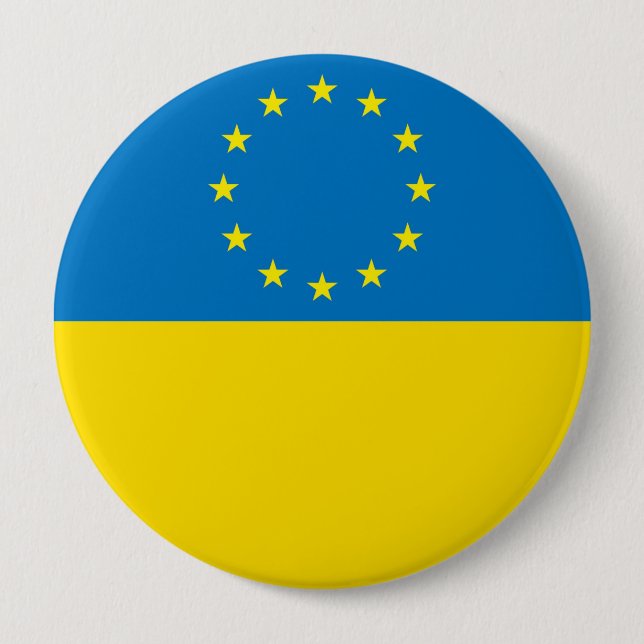 BADGE ROND 10 CM L'EUROPE UKRAINE (Devant)