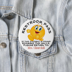 Badge Rond 10 Cm LG. Passe de toilettes scolaires