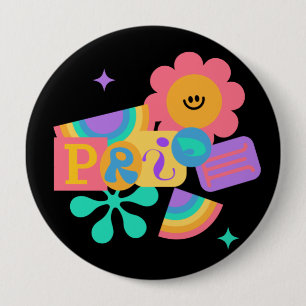 Badge Rond 10 Cm LGBT+pride. Amour arc-en-ciel. Tournesol amour.