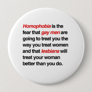 BADGE ROND 10 CM L'HOMOPHOBIE EST LA PEUR QUE LES HOMOSEXUELS VOUS 