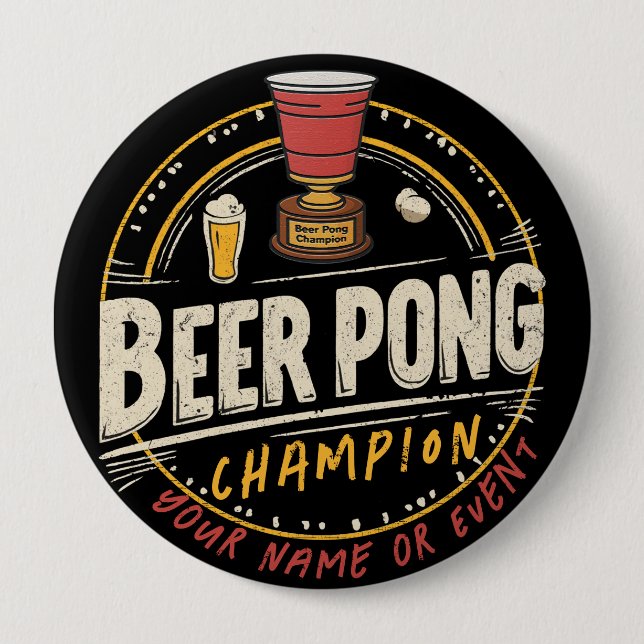Badge Rond 10 Cm Ligue de bières Ping Pong Personnalisée (Devant)
