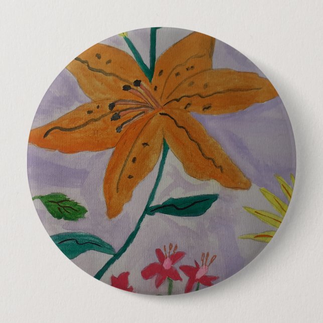 Badge Rond 10 Cm Lily orange (Devant)