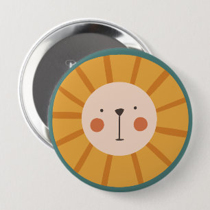 Badge Rond 10 Cm Lion Cute Orange