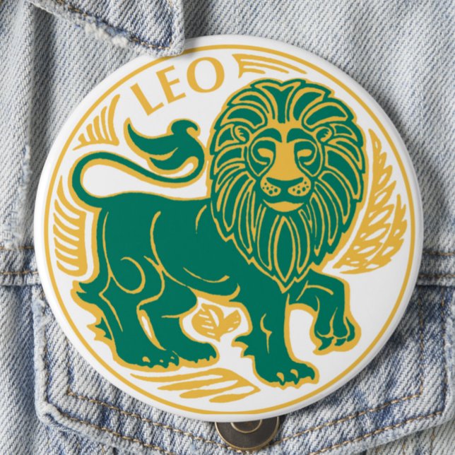 Badge Rond 10 Cm Lion du zodiaque sur un (Créateur téléchargé)