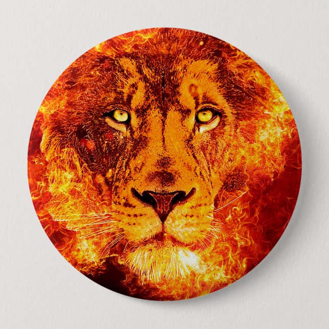 Badge Rond 10 Cm Lion flamboyant grand (Devant)