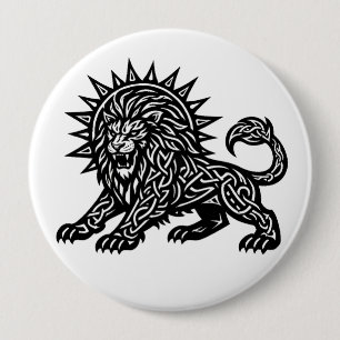 Badge Rond 10 Cm Lion Zodiaque Soleil‑Crinière Lion   BurnsInHell