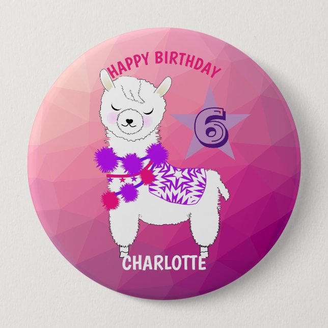 Badge Rond 10 Cm Llama Cute Merci (Devant)
