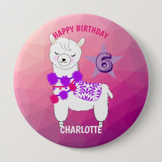 Badge Rond 10 Cm Llama Cute Merci