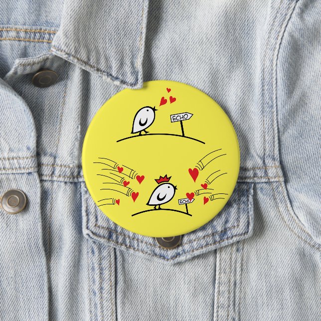 Badge Rond 10 Cm LOVE ECHO - Comic Birds Tweetlercools 1 (En situation)