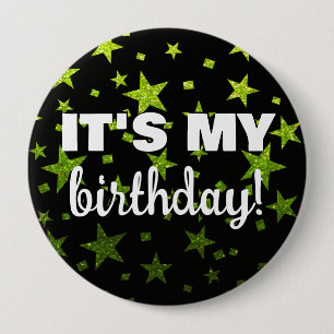 Badge Rond 10 Cm Lucky Green Parties scintillant Star Confetti C'es