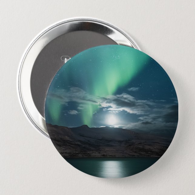 Badge Rond 10 Cm Lumière du Nord (Devant & derrière)