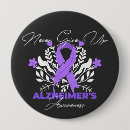 Badge Rond 10 Cm Lutte contre le Ruban d'Alzheimer Sensibilisation