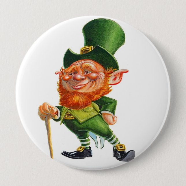 Badge Rond 10 Cm M. Bouton LEPRECHAUN (Devant)
