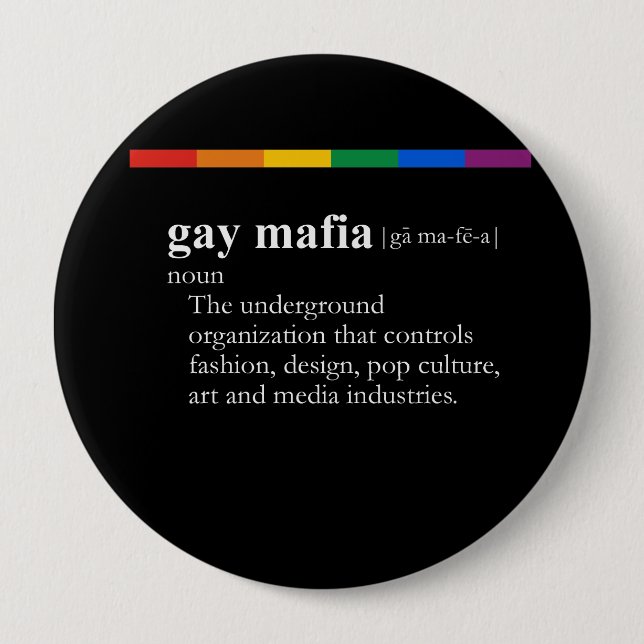 BADGE ROND 10 CM MAFIA GAIE (Devant)