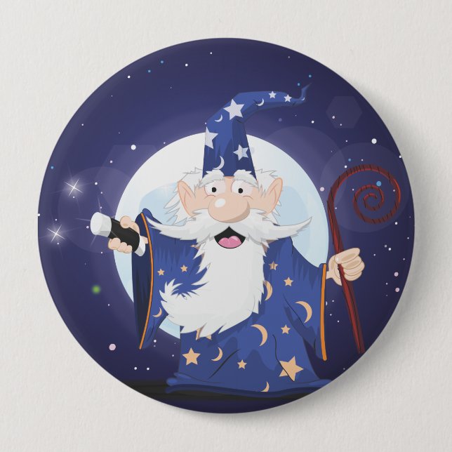 Badge Rond 10 Cm Magicien (Devant)