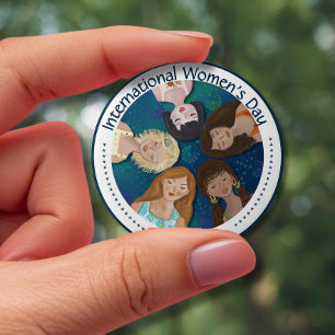 Badge Rond 10 Cm Main de la Journée internationale de la femme tiré