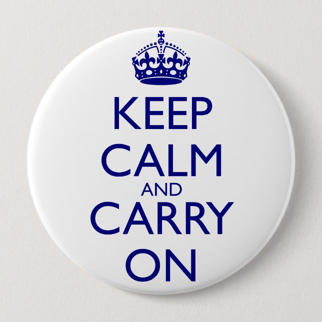 Badge Rond 10 Cm Maintenez calme et continuez le texte de bleu (Devant)