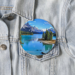 Badge Rond 10 Cm Maligne Lake, Alberta, Canada