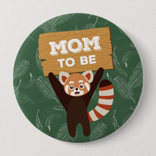 Badge Rond 10 Cm Maman de panda rouge à être bouton de baby showe