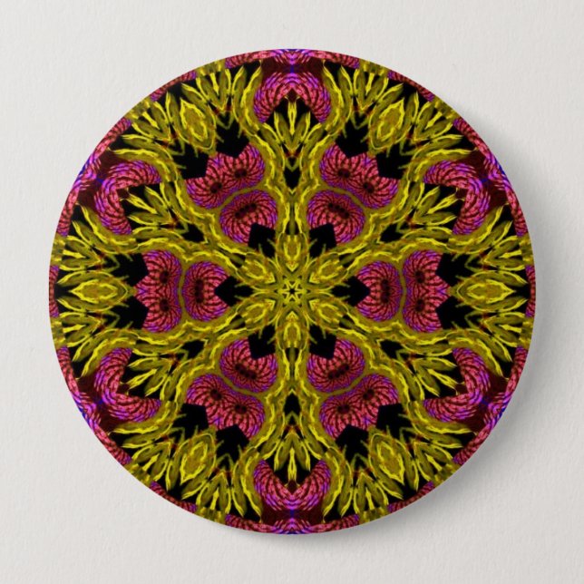 Badge Rond 10 Cm Mandala psychédélique #05 Bouton (Devant)