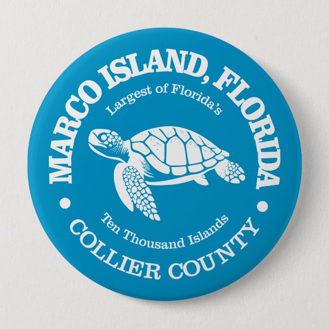 Badge Rond 10 Cm Marco Island (tortue de mer) (Devant)