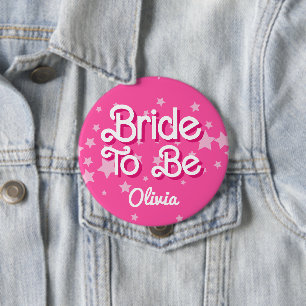 Badge Rond 10 Cm Mariage rétro rose pastel avec étoiles