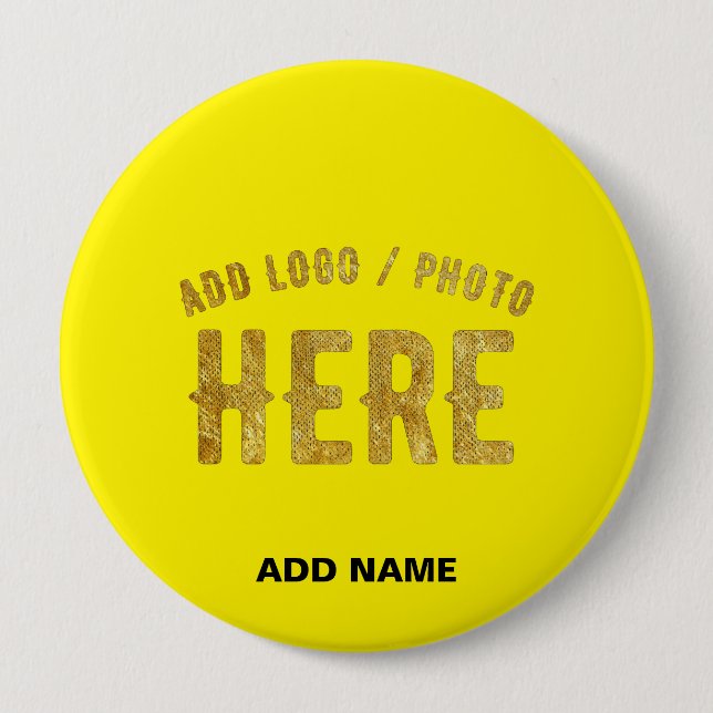 BADGE ROND 10 CM MARQUE MODERNE MODERNE PERSONNALISABLE JAUNE VÉRIF (Devant)