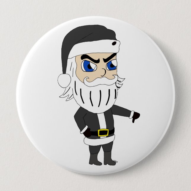 Badge Rond 10 Cm méchant santa claus (Devant)