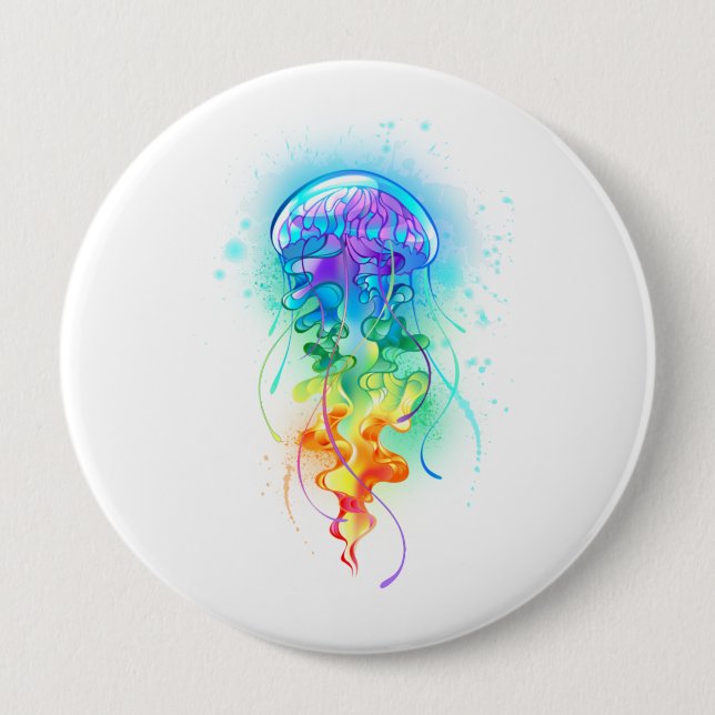 Badge Rond 10 Cm Méduse arc-en-ciel (Devant)