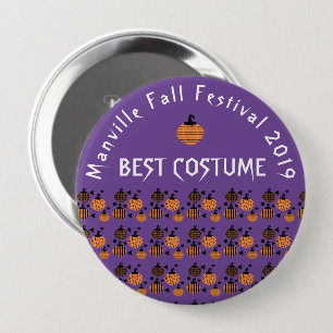 Badge Rond 10 Cm Meilleur Costume de Fête   Art de Citrouille Géomé