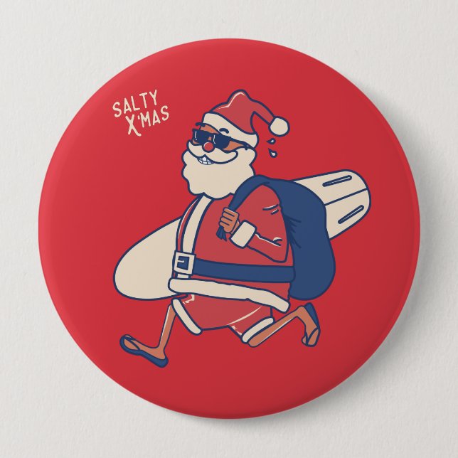 Badge Rond 10 Cm Mele Kalikimaka - Funny Noël hawaïen à Père Noël (Devant)