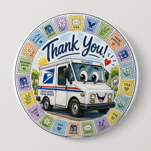 Badge Rond 10 Cm Merci aux travailleurs postaux 