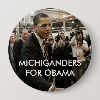 BADGE ROND 10 CM MICHIGANDERS POUR OBAMA