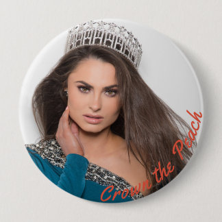 Badge Rond 10 Cm Miss Ga USA- Couronne la Pêche