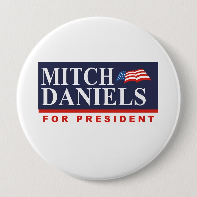 Badge Rond 10 Cm MITCH DANIELS POUR LE PRÉSIDENT (Bannière) (Devant)