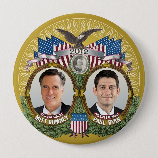 Badge Rond 10 Cm Mitt Romney Paul Ryan Photo (Devant)