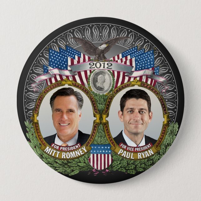 Badge Rond 10 Cm Mitt Romney Paul Ryan Photo (Devant)