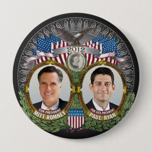 Badge Rond 10 Cm Mitt Romney Paul Ryan Photo