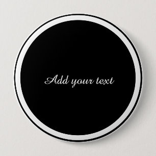 Badge Rond 10 Cm Modèle de cercle noir avec cadre de cercle blanc,